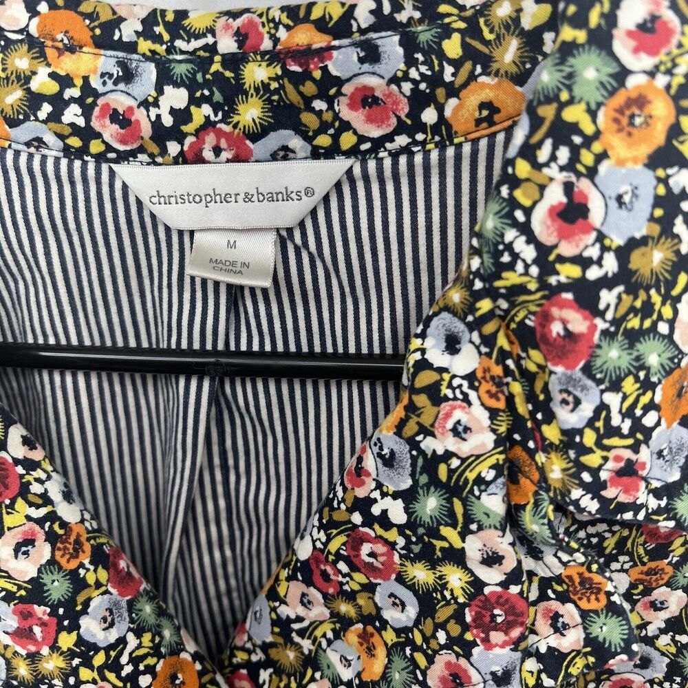 Christopher & Banks Womens M Floral Print Single Button Blazer Cottagecore Layer - Picture 2 of 9